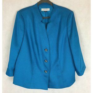 Tahari  Womens Teal Blue Tweed Blazer 16W